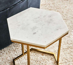 Hexagon Marble Accent Table - All India Decor