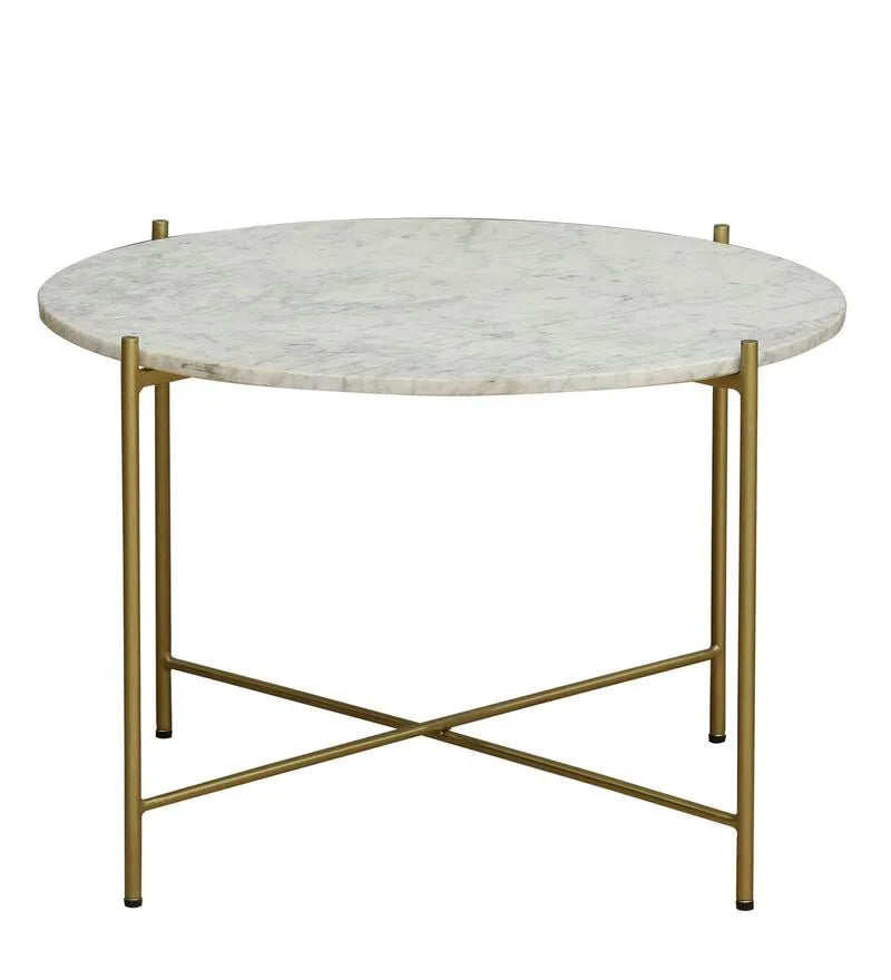Metal Coffee Table With Marble Top - All India Decor