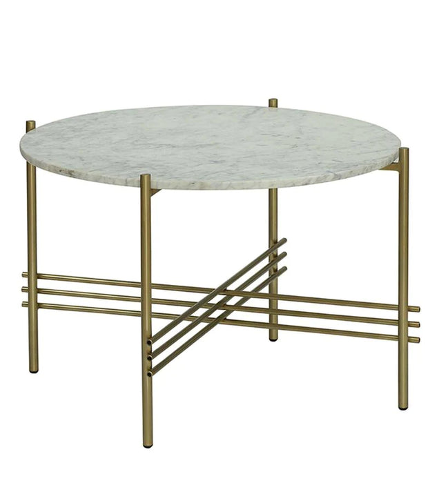 White Marble Round Metallic Stand Coffee Tables