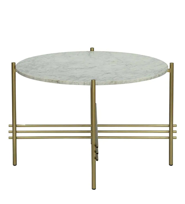 White Marble Round Metallic Stand Coffee Tables