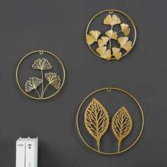 Set of 3 Living Room Gold Metal Leaf - All India Decor