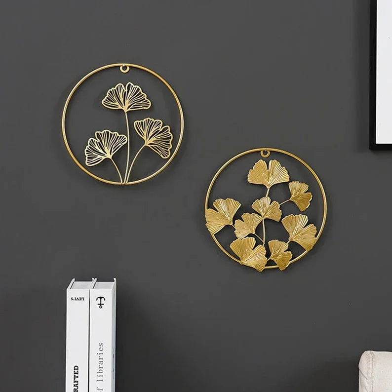 Set of 3 Living Room Gold Metal Leaf - All India Decor
