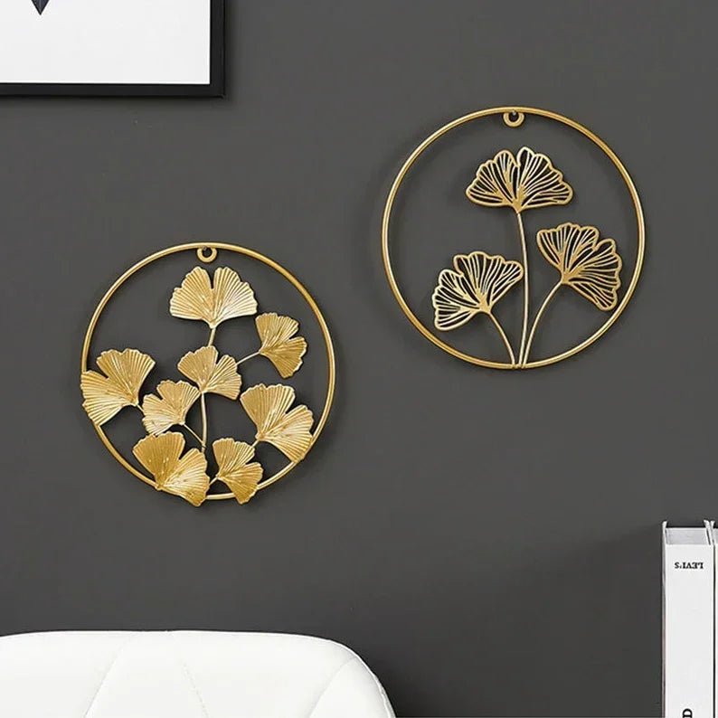 Set of 3 Living Room Gold Metal Leaf - All India Decor