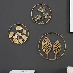 Set of 3 Living Room Gold Metal Leaf - All India Decor