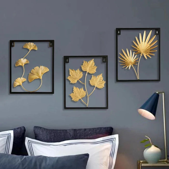 Metal Leaf Iron Home Wall Decor S/3 - All India Decor
