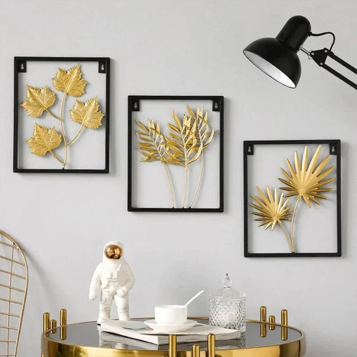 Metal Leaf Iron Home Wall Decor S/3 - All India Decor