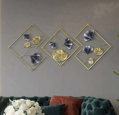 Gold Metal Leaf Iron Wall Art S/3