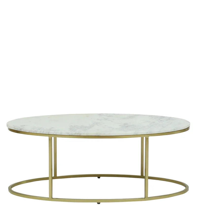 Metal Coffee Table In White Colour - All India Decor