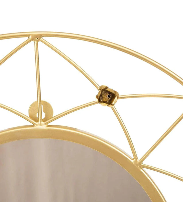 Round Gold Metal & Glass Decorative Wall Mirror