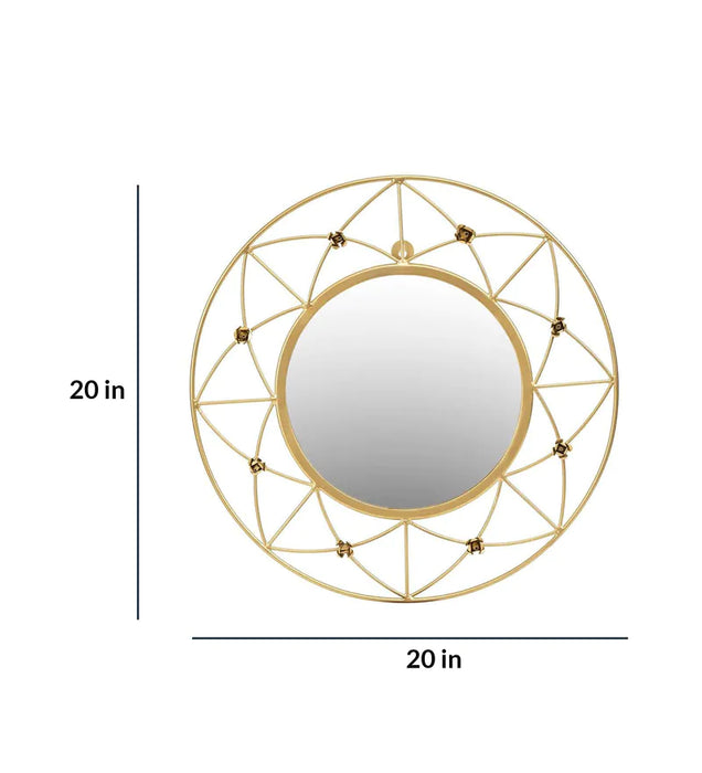 Round Gold Metal & Glass Decorative Wall Mirror