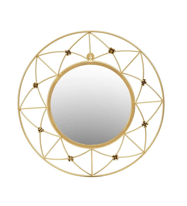 Round Gold Metal & Glass Decorative Wall Mirror