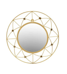 Round Gold Metal & Glass Decorative Wall Mirror - All India Decor