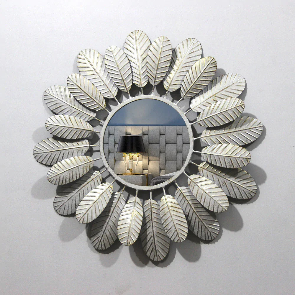 Round Mirror Wall Decor in White - All India Decor