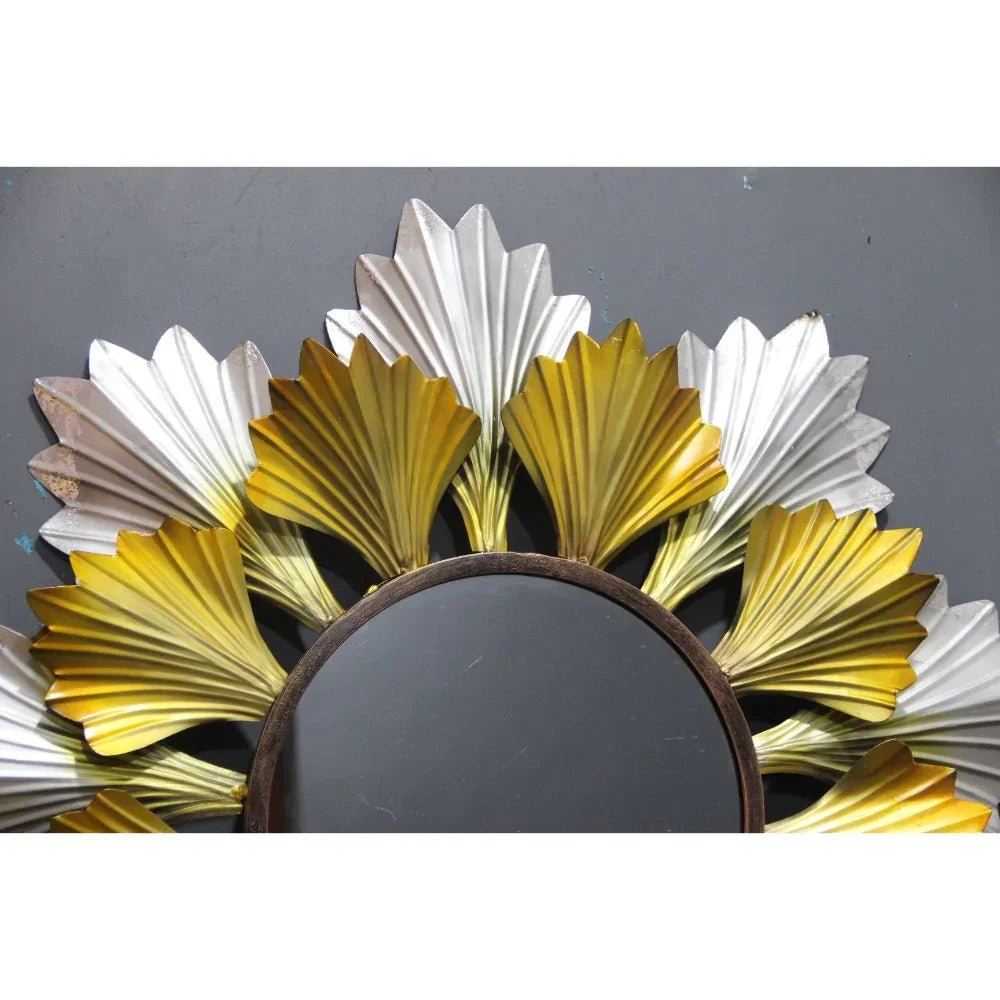 Gold & Silver Petals Round Mirror Wall Décor - All India Decor