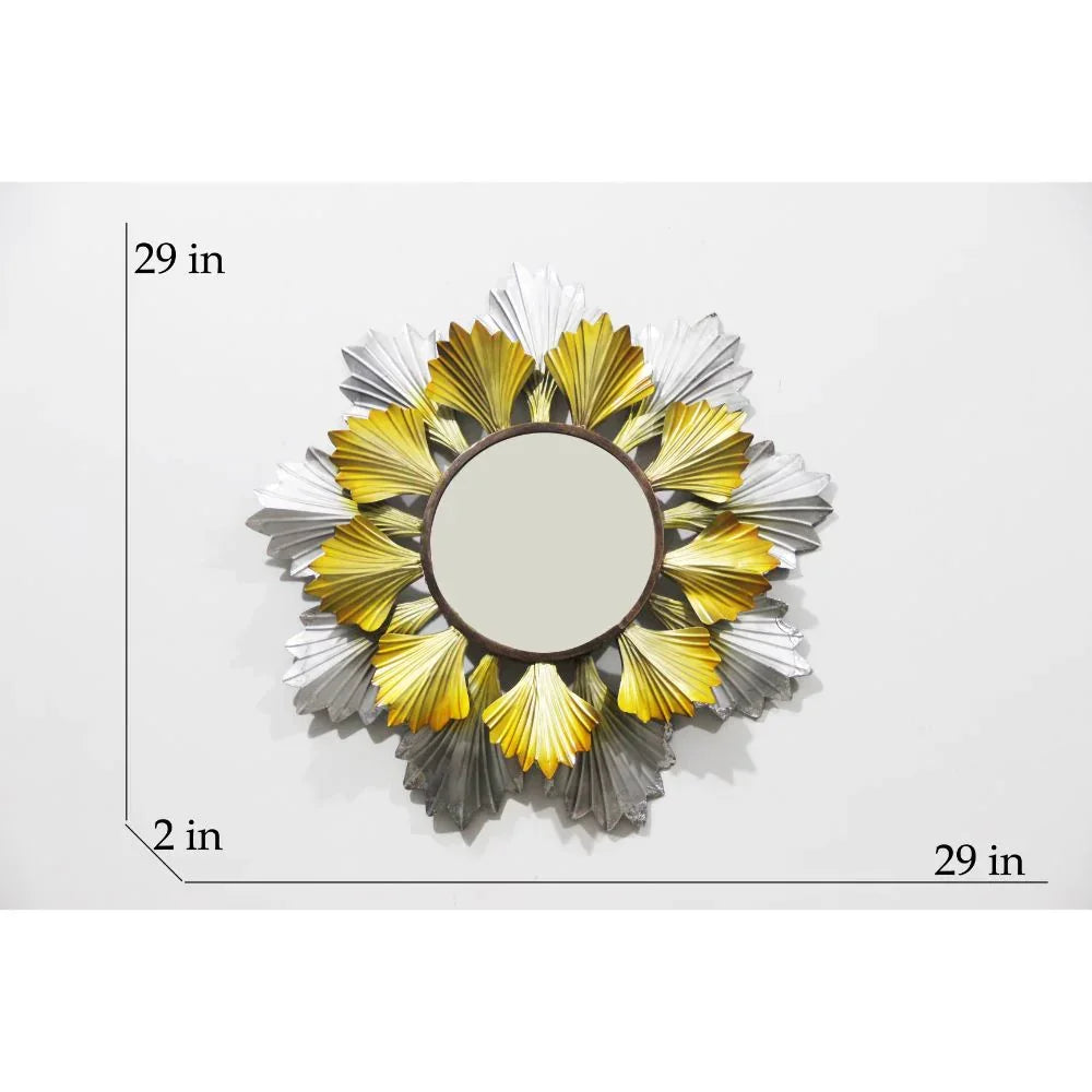 Gold & Silver Petals Round Mirror Wall Décor - All India Decor