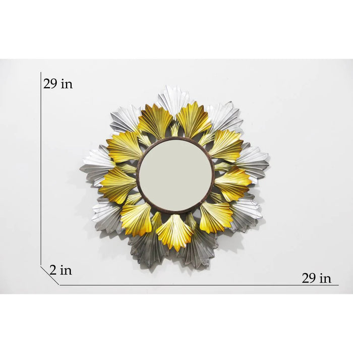 Gold & Silver Petals Round Mirror Wall Décor
