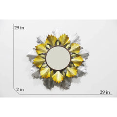 Gold & Silver Petals Round Mirror Wall Décor - All India Decor