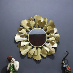 Golden Luring Petals Round Mirror Wall Decor - All India Decor