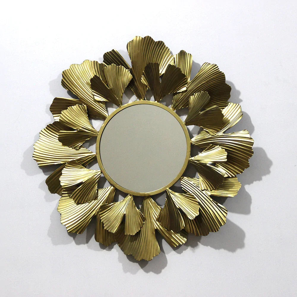 Golden Luring Petals Round Mirror Wall Decor - All India Decor