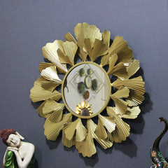Golden Luring Petals Round Mirror Wall Decor - All India Decor