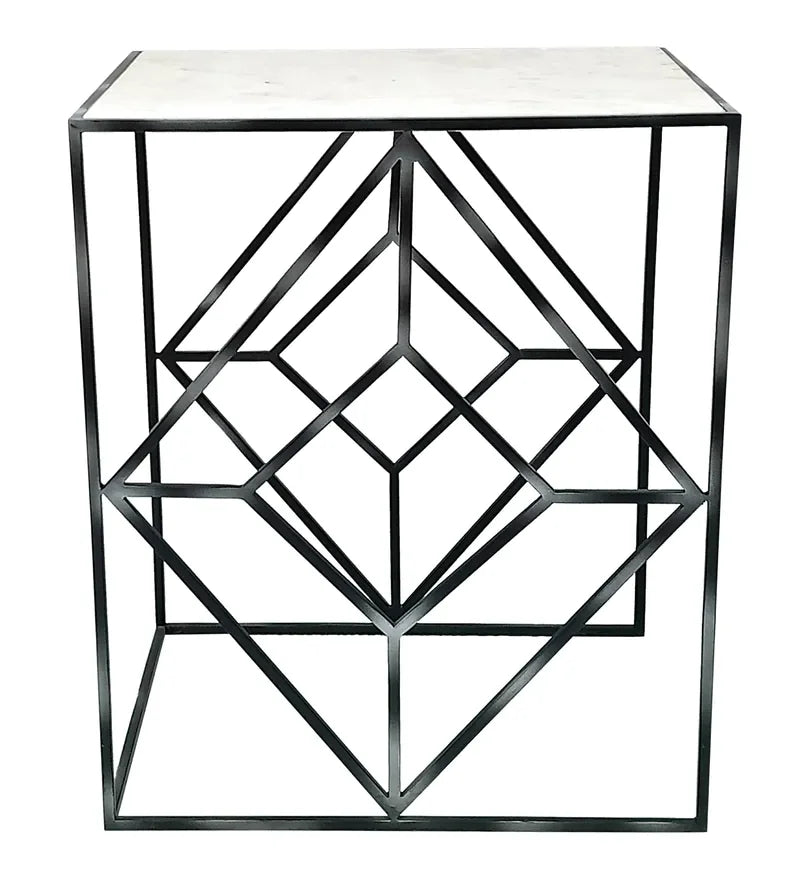 Marble Top End Table in Black Colour - All India Decor