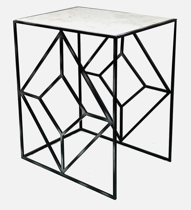 Marble Top End Table in Black Colour