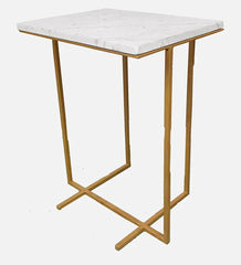 Marble Top End Table in Gold Finish - All India Decor