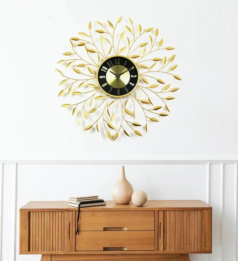 Rhythm Leafy Metal Wall Clock - All India Decor