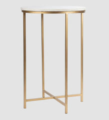 Marble Top End Side Table in Gold Finish - All India Decor