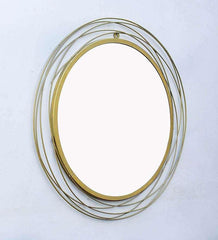 Round wall mirror in golden colour - All India Decor