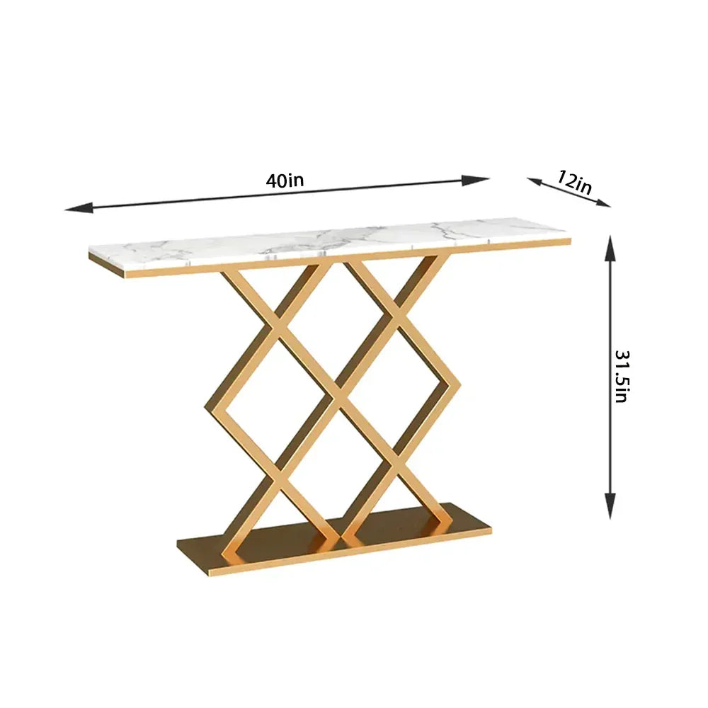 Geometric Criss Cross Pattern Contemporary Console Table - All India Decor