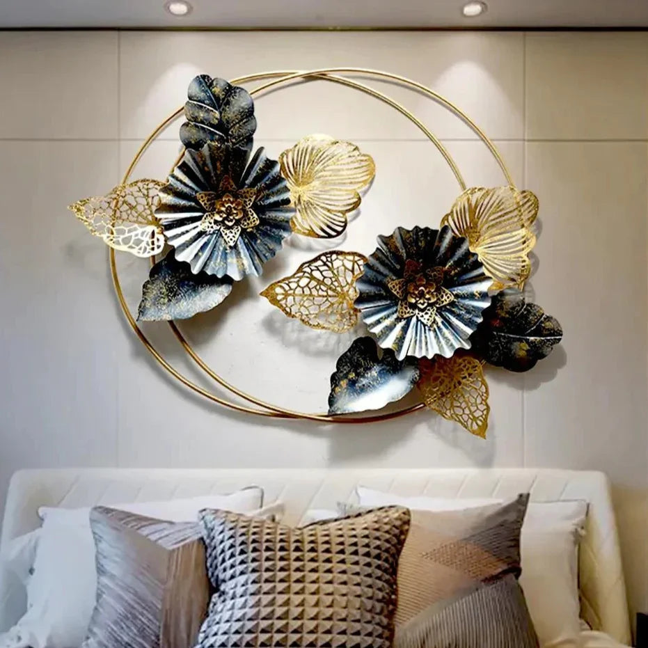 Double Ring Intricate Floral Metal Wall Art - All India Decor