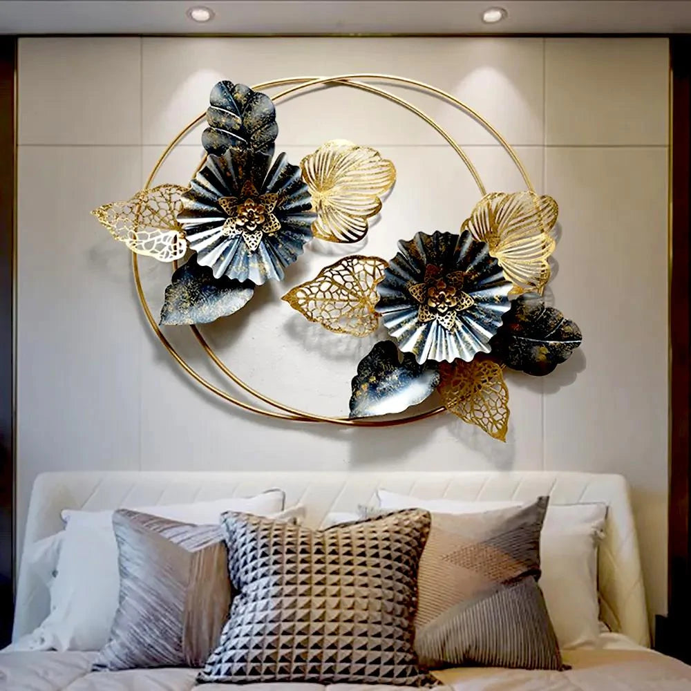 Double Ring Intricate Floral Metal Wall Art