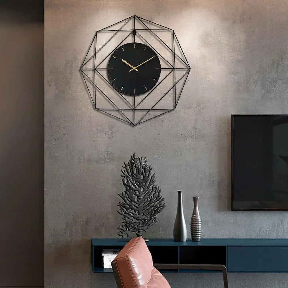 Geometric Pattern Metal Wall Clock - All India Decor