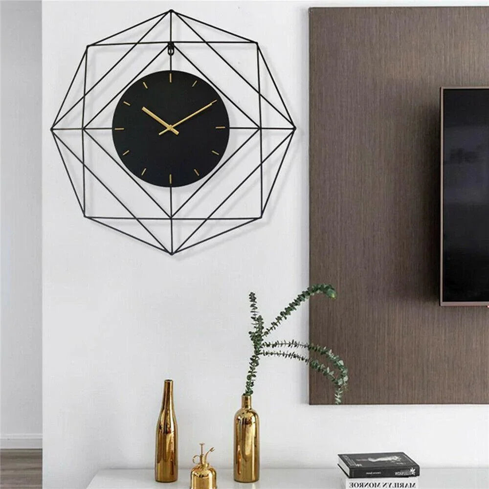 Geometric Pattern Metal Wall Clock - All India Decor