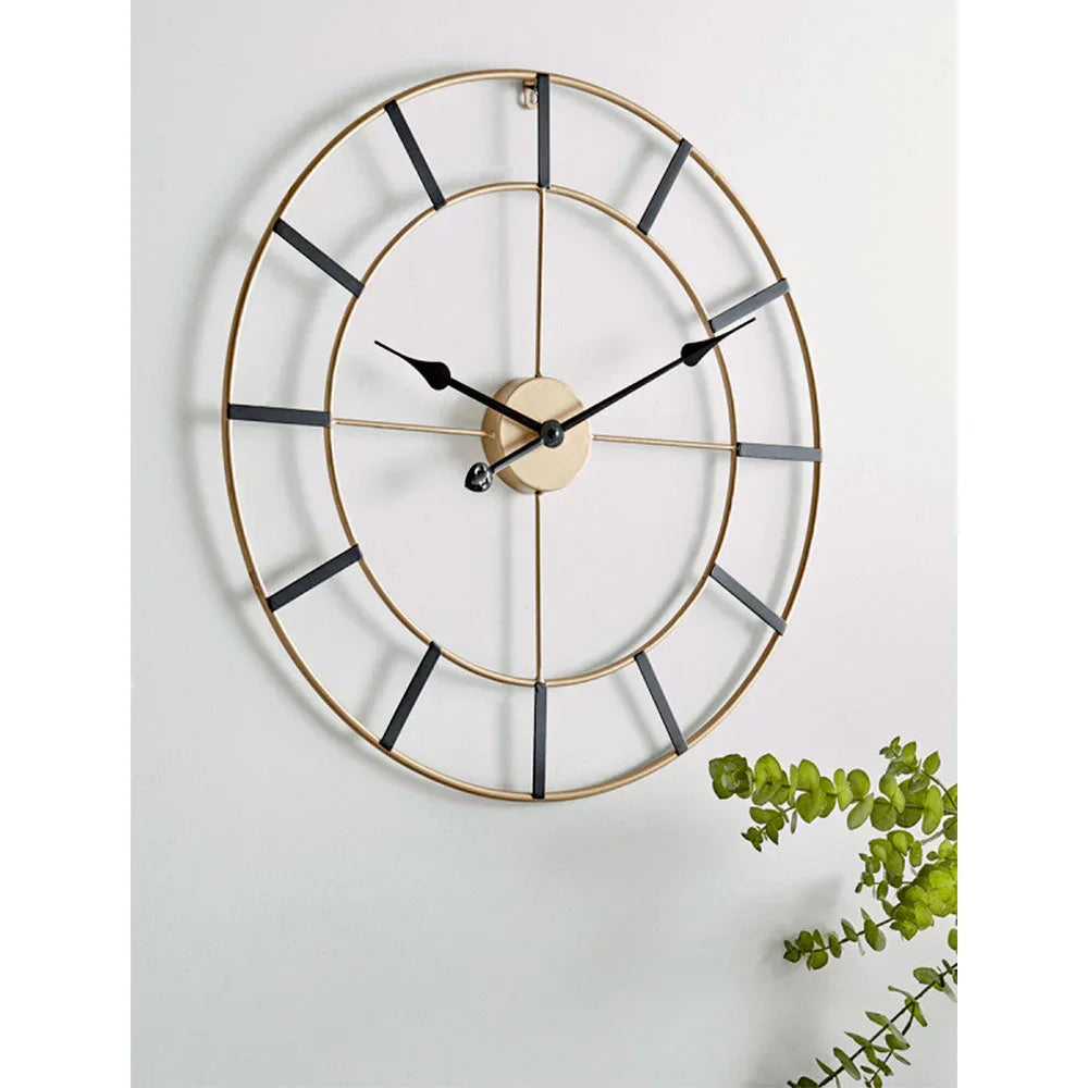 Gold & Black Designer Metal Wall Clock - All India Decor