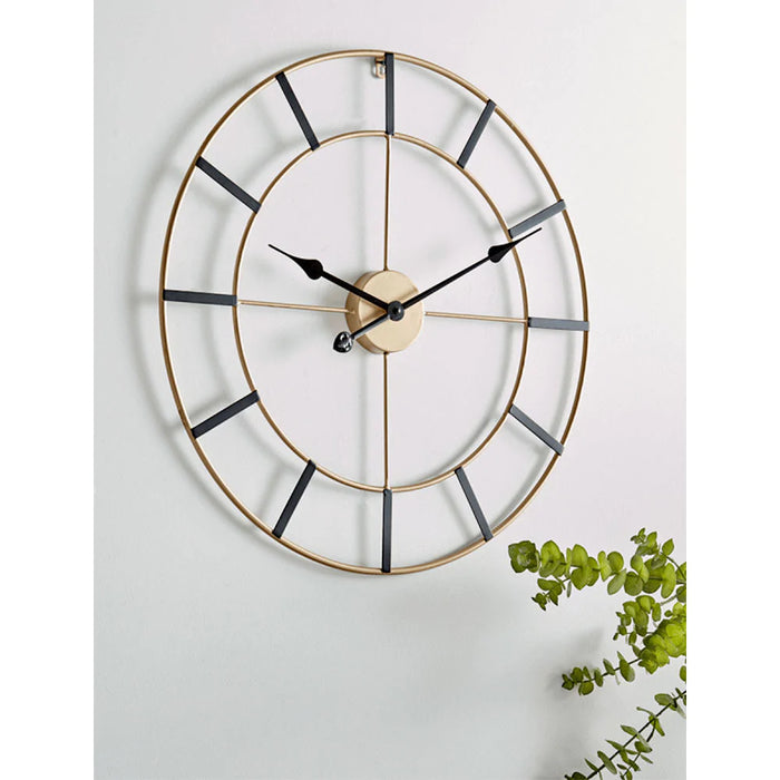 Gold & Black Designer Metal Wall Clock