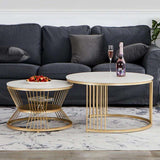 Classic Style Complementing Golden Coffee Table Set of 2