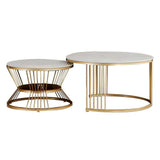 Classic Style Complementing Golden Coffee Table Set of 2