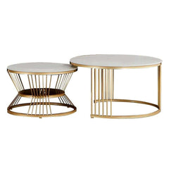 Classic Style Complementing Golden Coffee Table Set of 2 - All India Decor