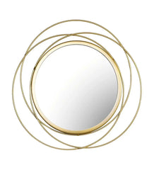 Round wall mirror in golden colour - All India Decor