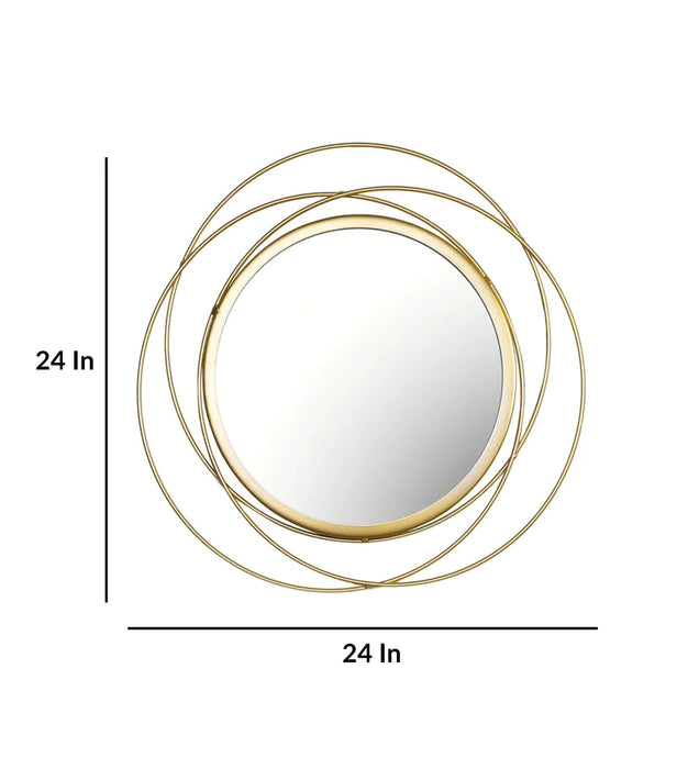 Round wall mirror in golden colour