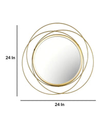 Round wall mirror in golden colour - All India Decor