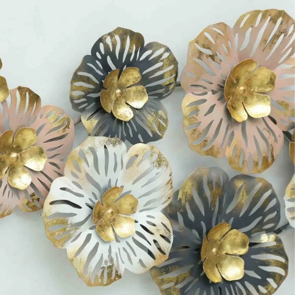 Pearl Gold Floral Metal Wall Art - All India Decor