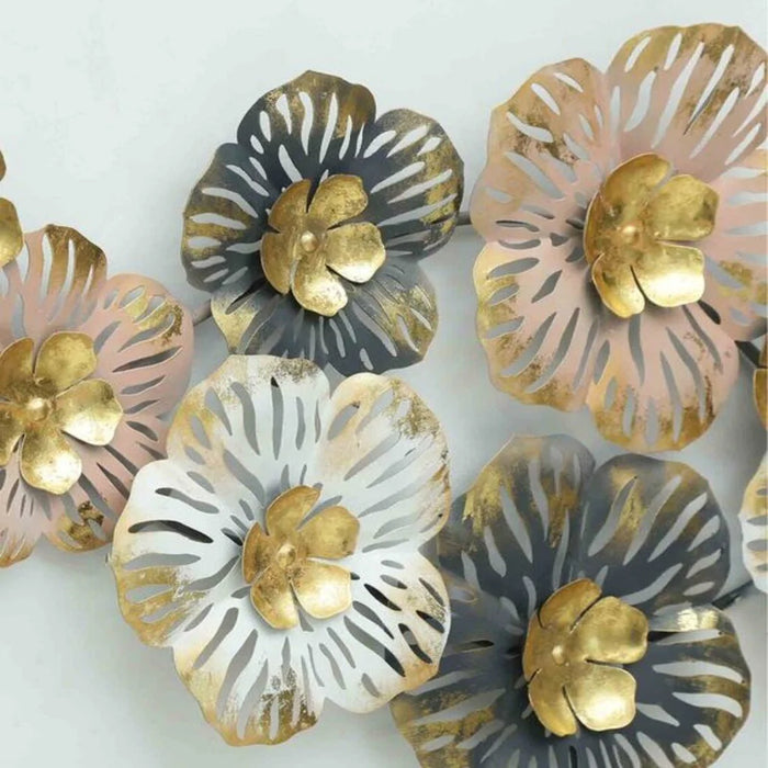 Pearl Gold Floral Metal Wall Art