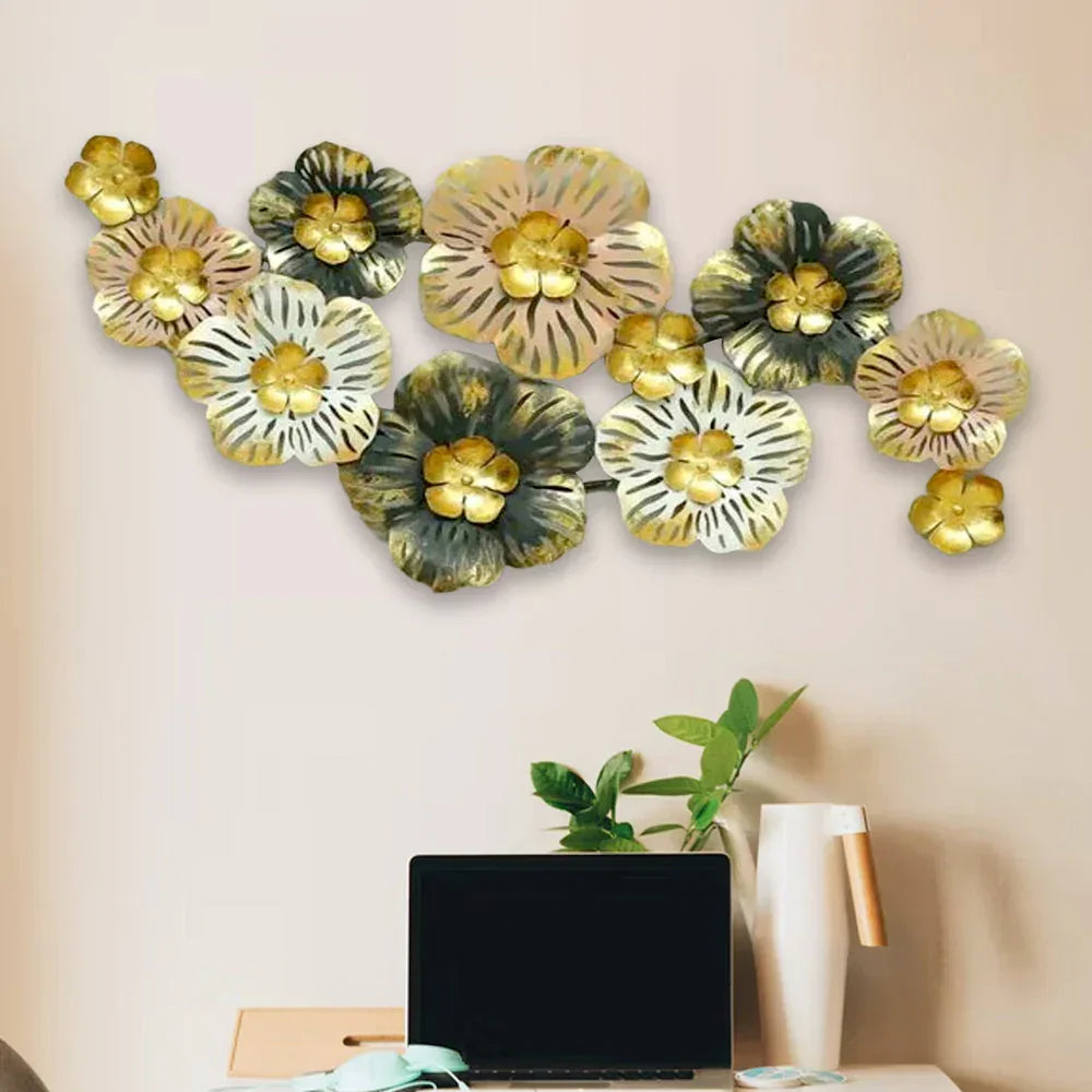 Pearl Gold Floral Metal Wall Art - All India Decor