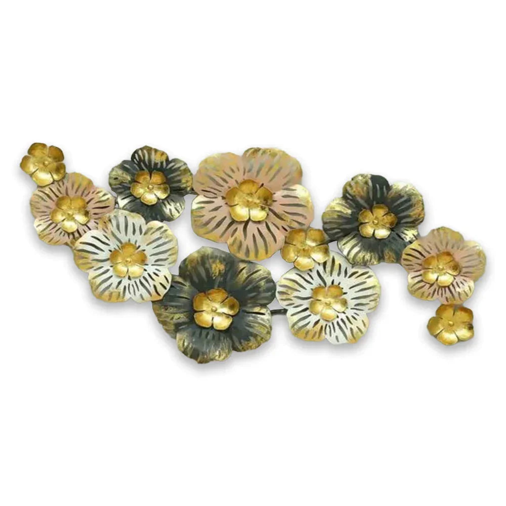 Pearl Gold Floral Metal Wall Art - All India Decor