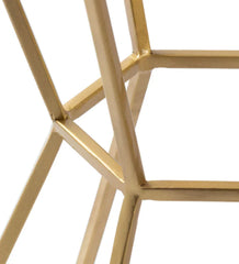 End Table With Marble Top In Golden Finish - All India Decor