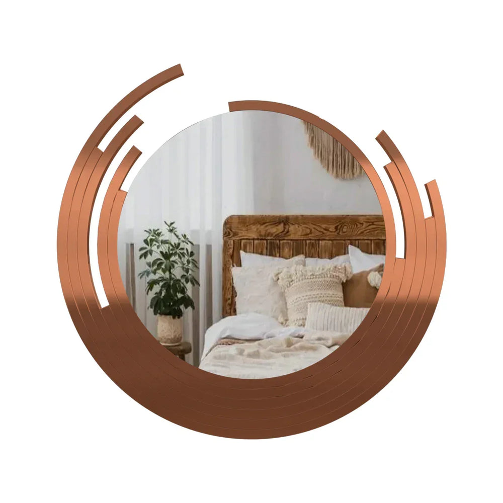 Designer Copper Finish Wall Mirror - All India Decor