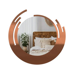 Designer Copper Finish Wall Mirror - All India Decor